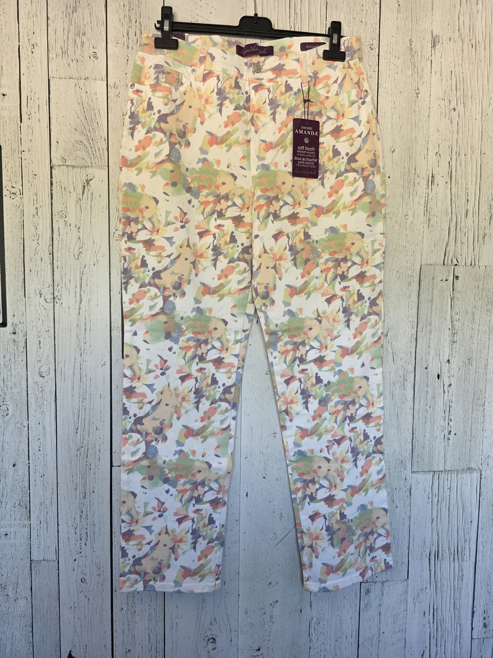 Gloria Vanderbilt Amanda Floral Print Swan Series Jeans NWT Size 12 Soft Touch